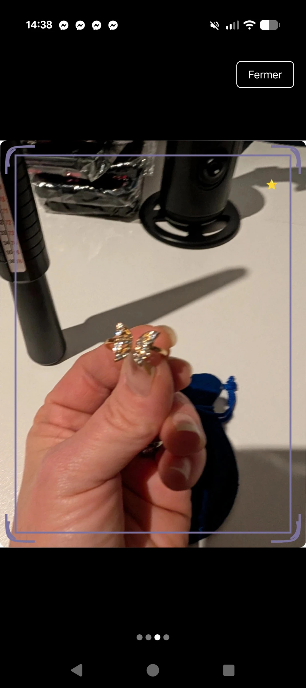 Bague Papillon en Titane Doré & Cristaux - NEUVE – photo 3